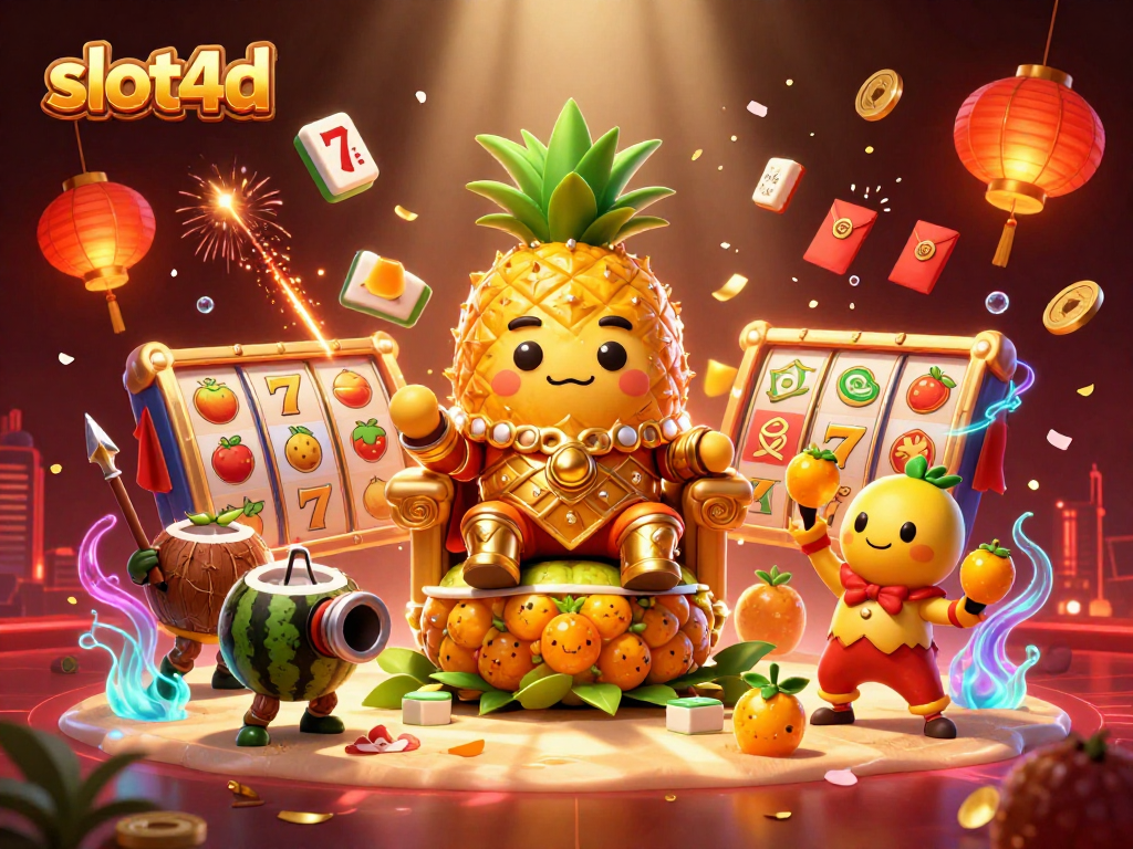 Engage in slot4d gaming with colorful characters and rich casino elements forming a vibrant scene.