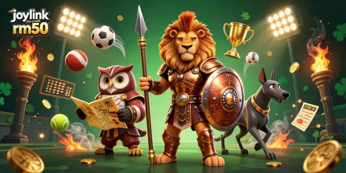 Experience joylink free credit rm50 with dynamic sports betting elements and engaging characters in a vibrant casino scene.