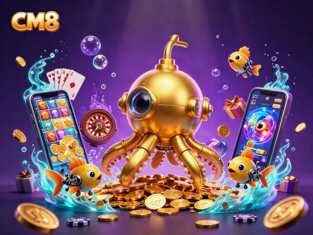 Play exciting games at CM8 with a vibrant underwater casino scene featuring excellent visuals.