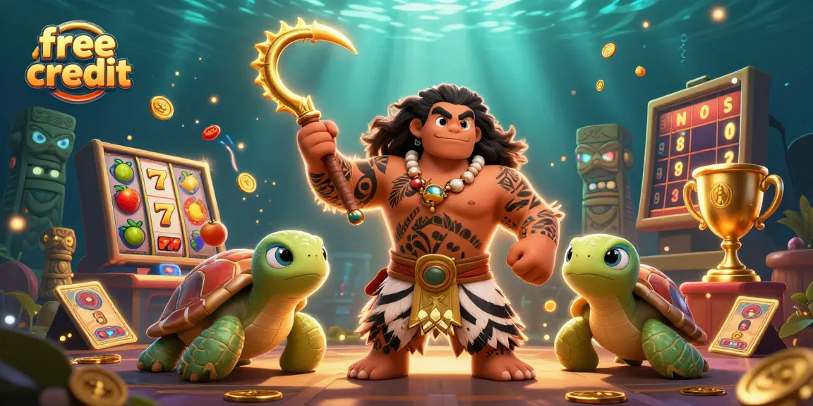 Spin and win free credit with 3D cartoon characters in a vibrant casino setting